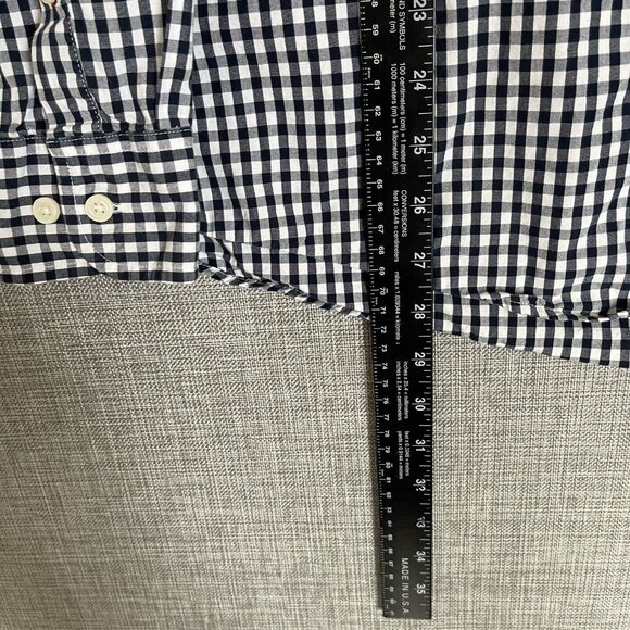 Tommy Hilfiger Mens Medium Blue White Long Sleeve Gingham Plaid Coupe Classique - Picture 5 of 11